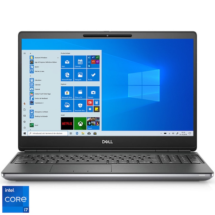 Laptop Dell Precision 7560 cu procesor Intel Core i7-11850H pana la 4.8", 15.6", Full HD, 32GB, 1TB SSD, NVIDIA RTX A3000, Windows 10 Pro, Grey, Aluminum Grey, 3y Basic Onsite Service warranty