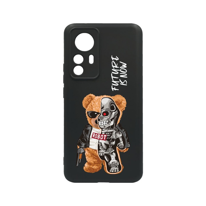 Husa BestCase® Premium Liquid Silicon, Compatibila Cu Xiaomi Redmi Note 12S, Half Robot Half Teddy Bear, SLIM 1.2MM, Microfibra in interior, Antisoc, Protectie Camera, Margini ridicate pentru protectia ecranului, PB 931