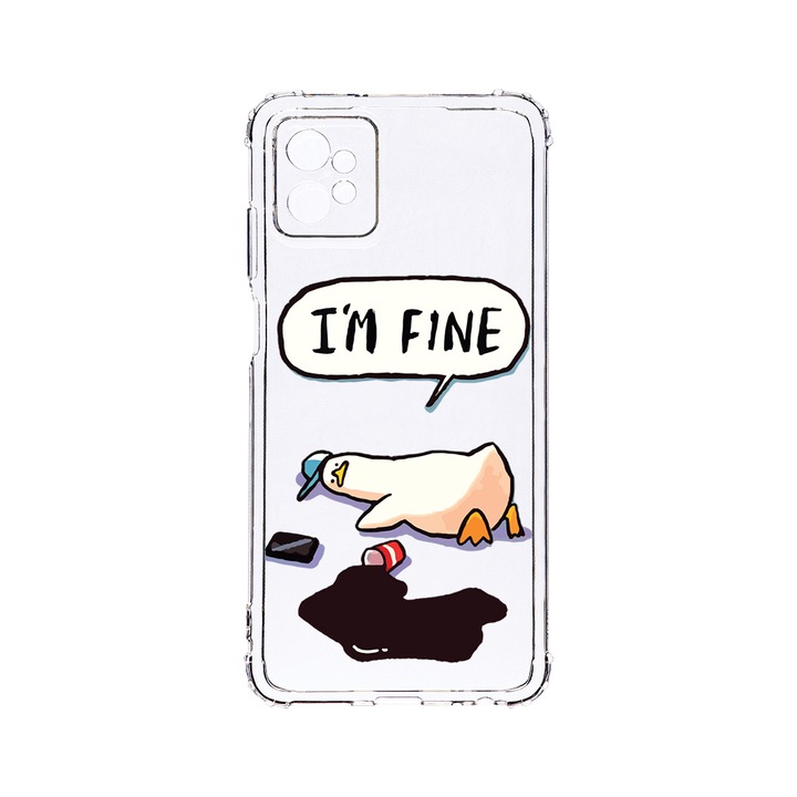 Husa BestCase® Anti Shock 1,5MM, Compatibila Cu Motorola Moto G32, Duck Life - I'm Fine, Rezistenta La Socuri, Protectie Camera, Margini ridicate pentru protectia ecranului, AS 963