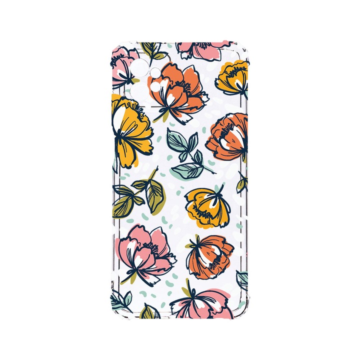 Husa BestCase® Anti Shock 1,5MM, Compatibila Cu Motorola Moto G32, Flowers - Pastel Colors, Rezistenta La Socuri, Protectie Camera, Margini ridicate pentru protectia ecranului, AS 755