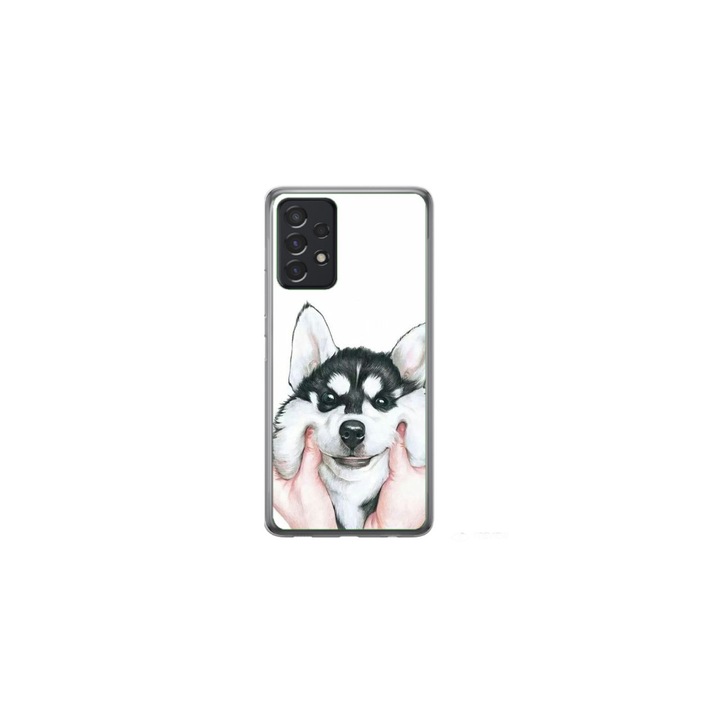 Husa personalizata HQPrint pentru Samsung Galaxy A52, model Fluffy Dog, multicolor, S1D1M0033