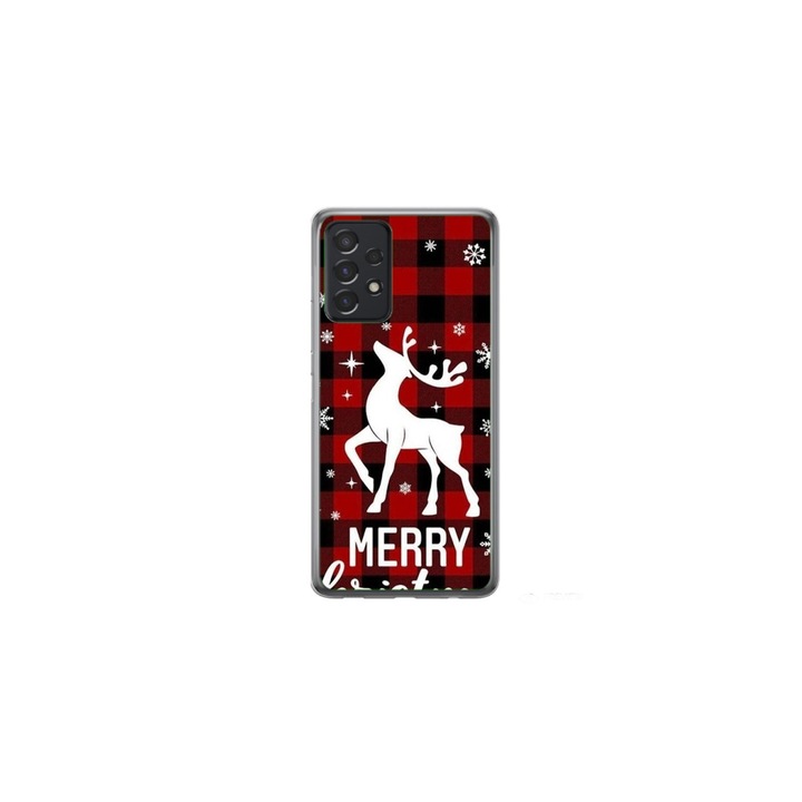 Husa personalizata HQPrint si Folie de Silicon pentru Samsung Galaxy A72, model Merry Christmas Reindeer #2, multicolor, S1D1M0050