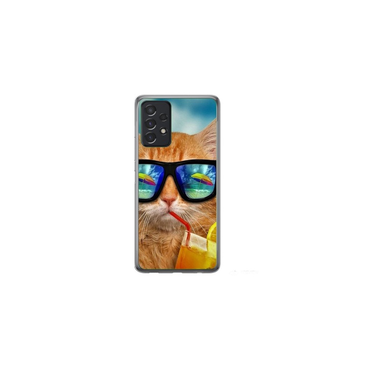 Персонализиран калъф за плуване 360 градуса за Samsung Galaxy A53, модел Cool Cat, многоцветен, S1D1M0031