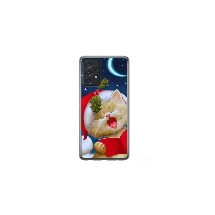 Персонализиран калъф за плуване 360 градуса за Samsung Galaxy A53, модел Christmas Cat, многоцветен, S1D1M0048