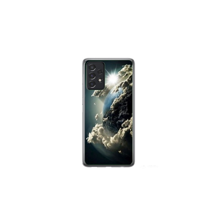 Husa personalizata HQPrint pentru Samsung Galaxy A72, model Cloudy Earth, multicolor, S1D1M0067