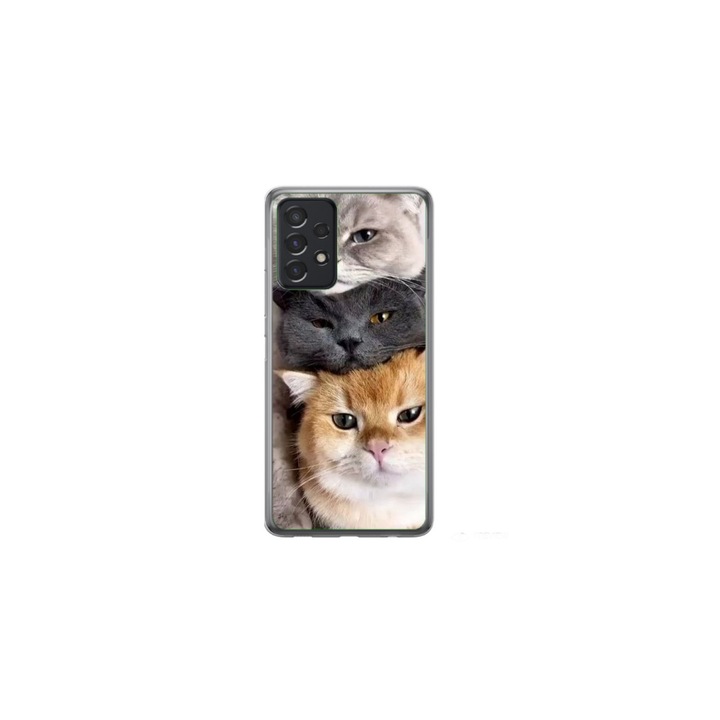 Husa personalizata HQ Print si Folie de Silicon pentru Samsung Galaxy A23 4G, model Cats, multicolor, S1D1M0116