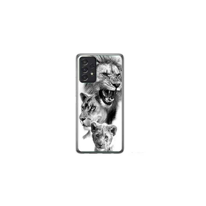Husa personalizata HQPrint si Folie de Silicon pentru Samsung Galaxy A72, model Lion #3, multicolor, S1D1M0118