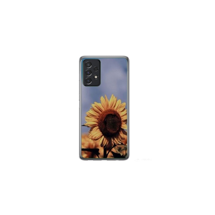 Husa personalizata HQPrint si Folie de Silicon pentru Samsung Galaxy A72, model Sunflower #1, multicolor, S1D1M0193