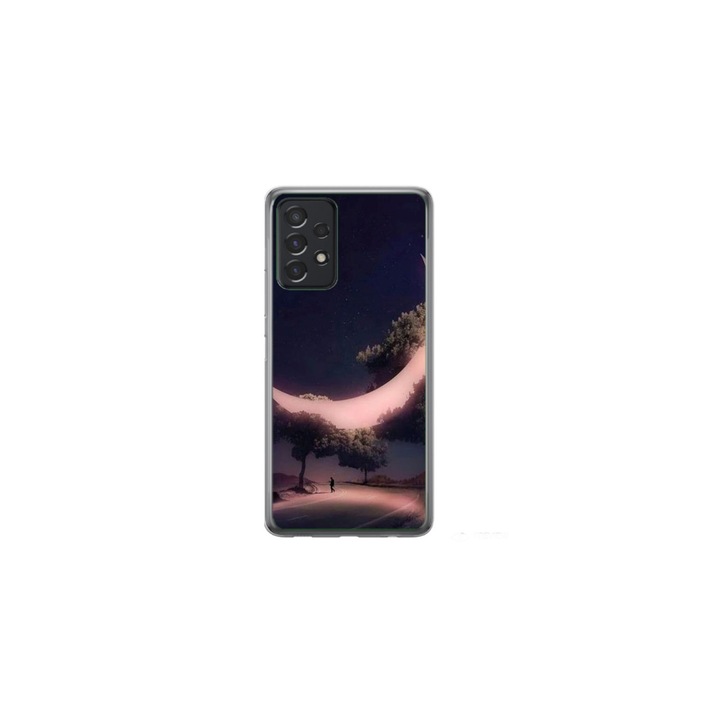 Husa personalizata HQPrint pentru Samsung Galaxy A52, model Moon in the Trees, multicolor, S1D1M0331