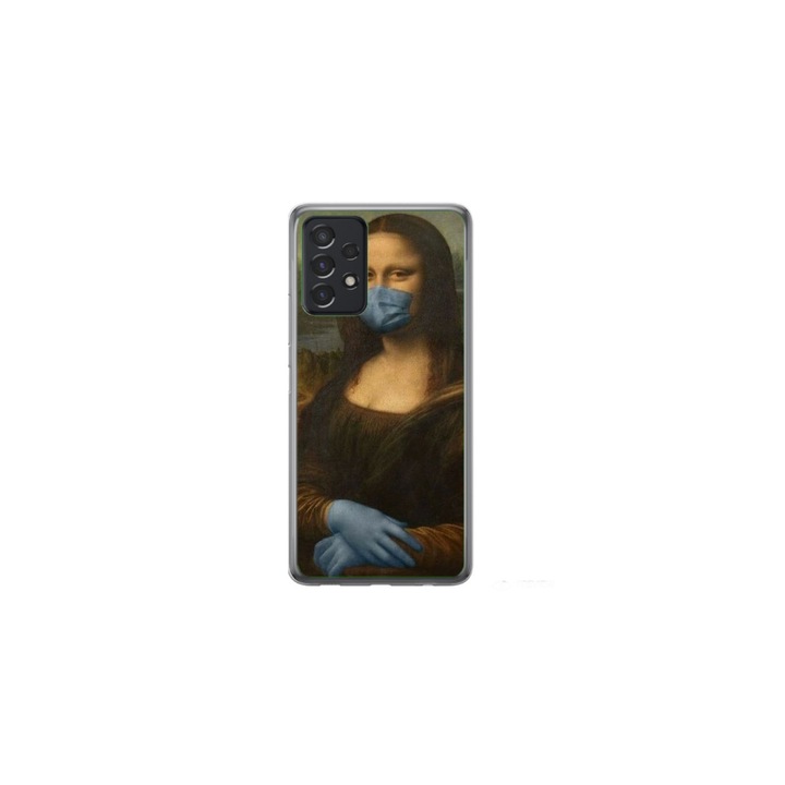 Husa personalizata HQPrint si Folie de Silicon pentru Samsung Galaxy A72, model Covid Mona Lisa, multicolor, S1D1M0327