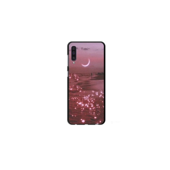 Husa personalizata HQPrint si Folie de Silicon pentru Samsung Galaxy A70, model Pink Sky, multicolor, S1D1M0129
