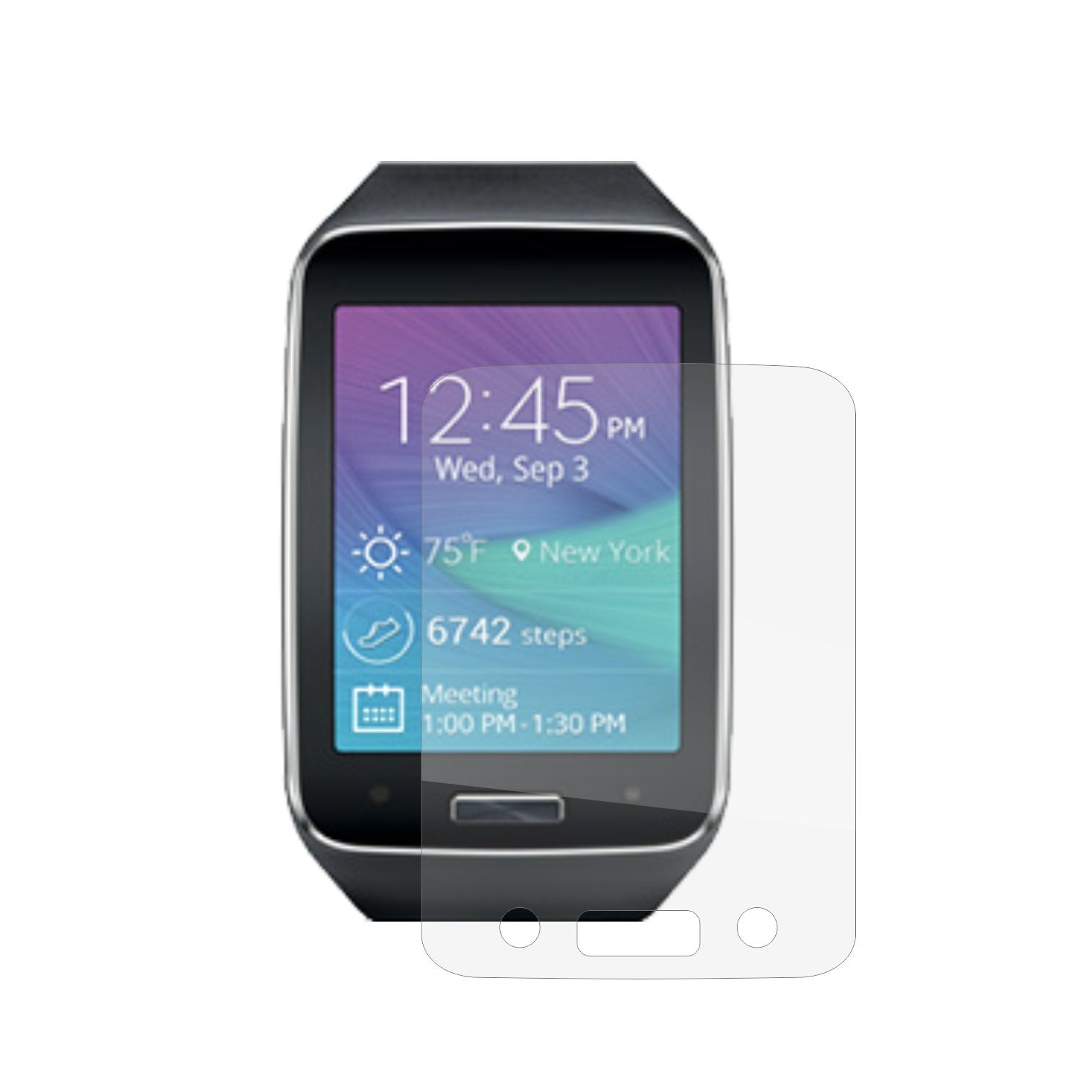 Set 2 Folii Protectie Ecran, Acoperire Totala, Adezive si Foarte Flexibile, Invisible Skinz Ultra-Clear AutoRegeneranta pentru Samsung Galaxy Gear S