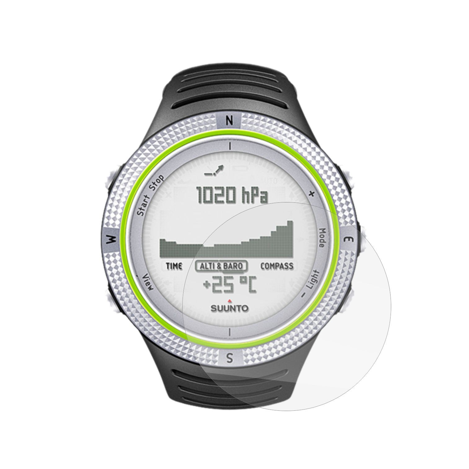 Set 4 Folii Protectie Ecran, Acoperire Totala, Adezive si Foarte Flexibile, Invisible Skinz Ultra-Clear HD pentru Suunto Core Light Green