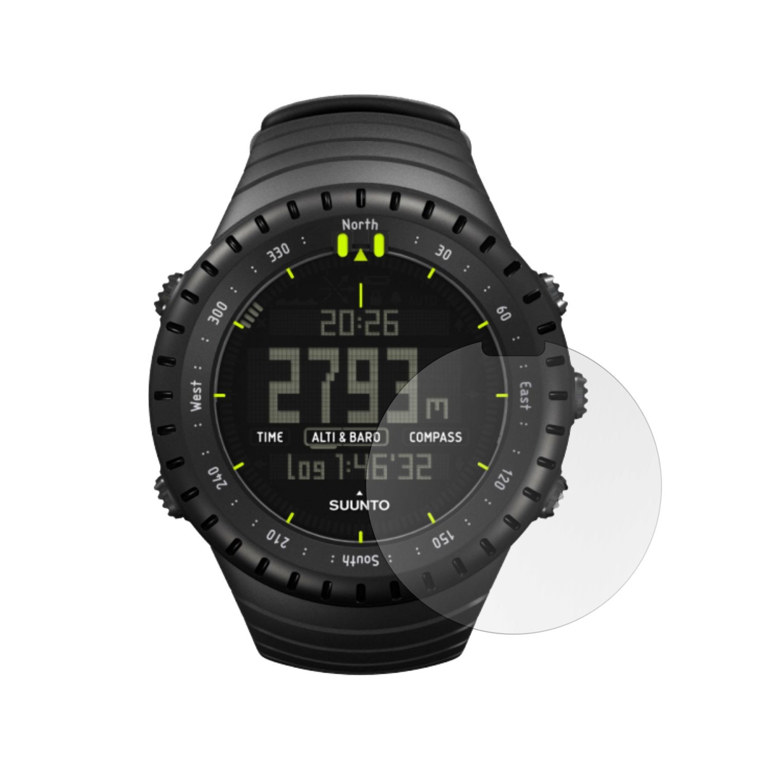 Set 4 Folii Protectie Ecran, Acoperire Totala, Adezive si Foarte Flexibile, Invisible Skinz Ultra-Clear HD pentru Suunto Core All Black