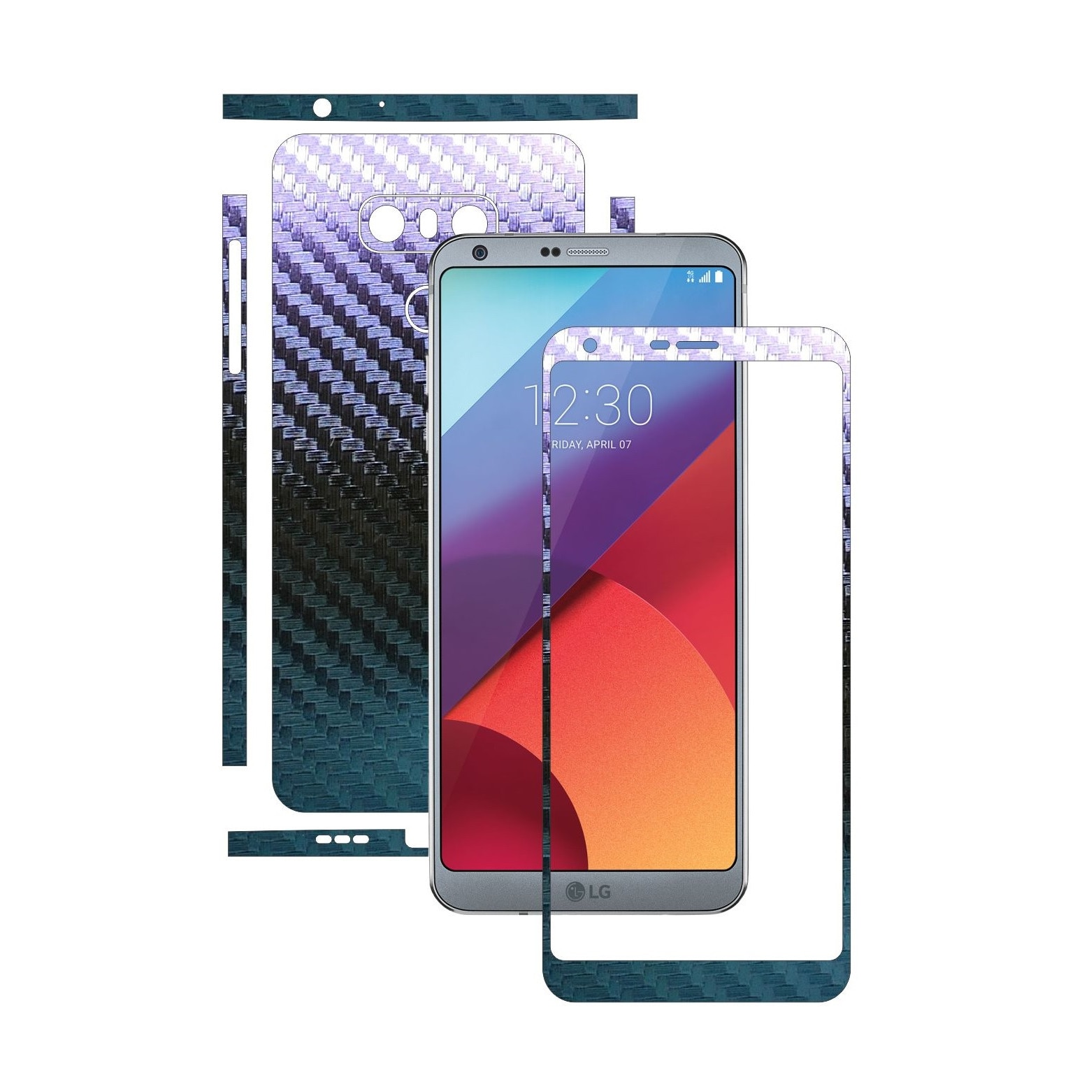 Folie de protectie Carbon Skinz, Husa de tip Skin Adeziv pentru Carcasa, Carbon Cameleon dedicata LG G6