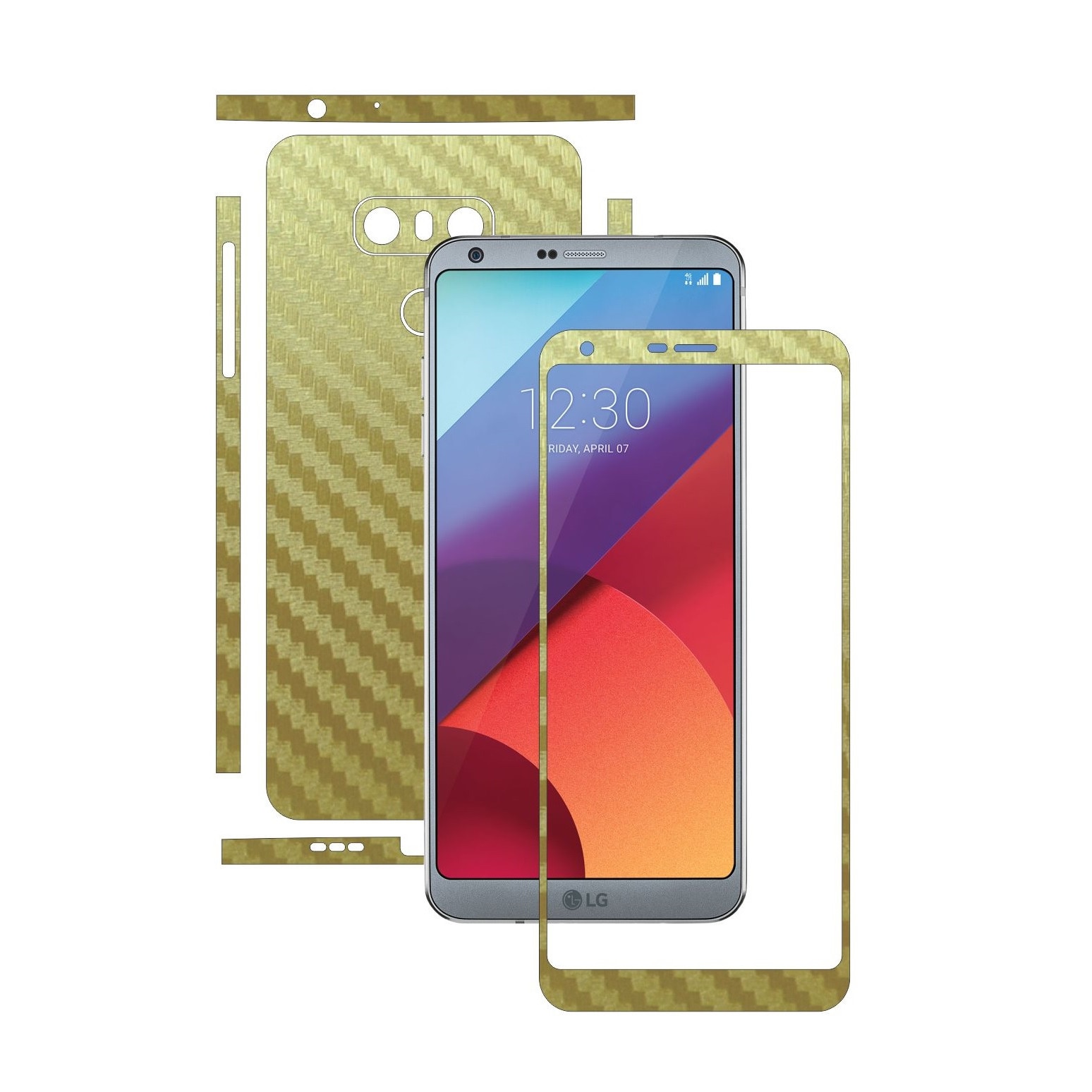 Folie de protectie Carbon Skinz, Husa de tip Skin Adeziv pentru Carcasa, Carbon Auriu dedicata LG G6