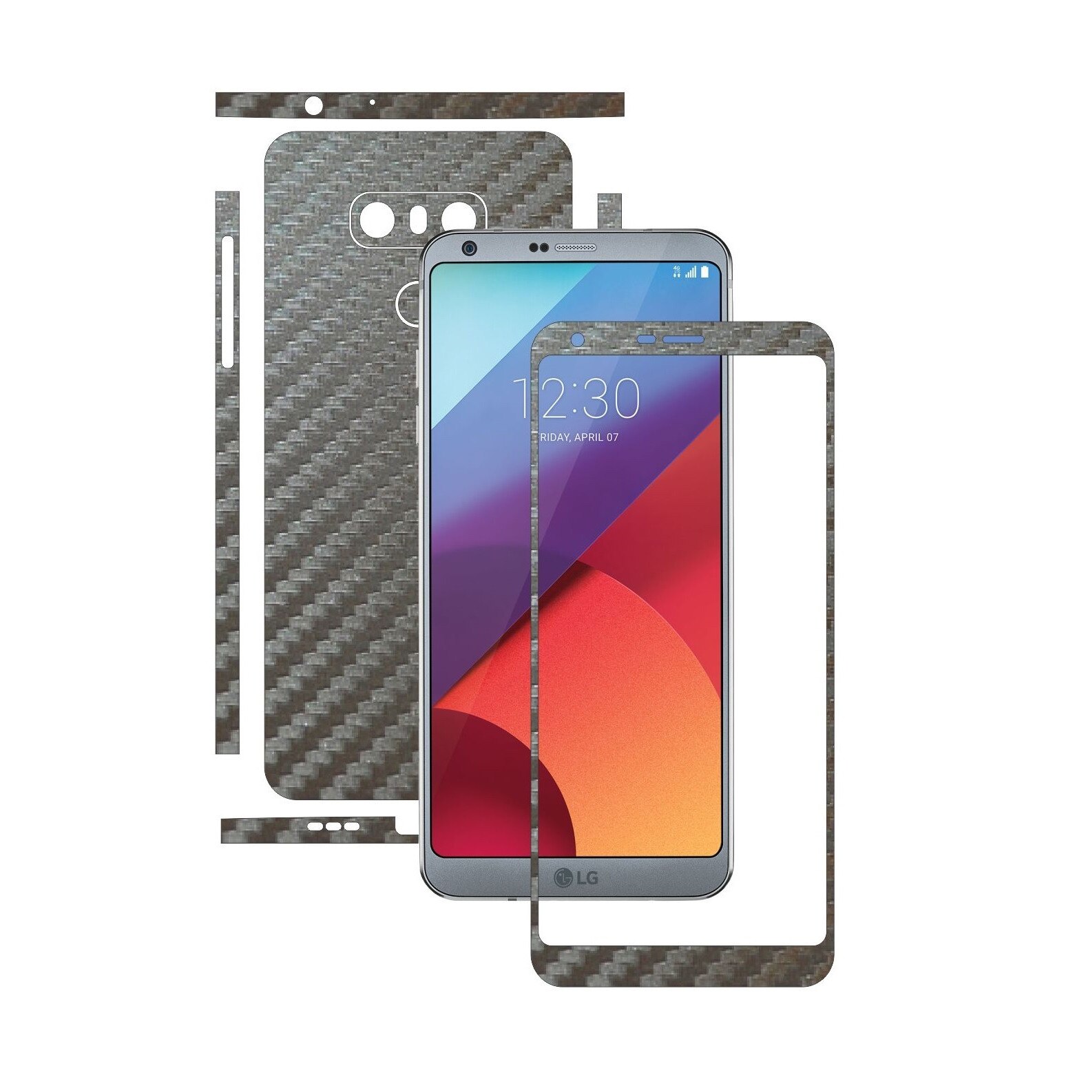 Folie de protectie Carbon Skinz, Husa de tip Skin Adeziv pentru Carcasa, Carbon Gri Argintiu dedicata LG G6