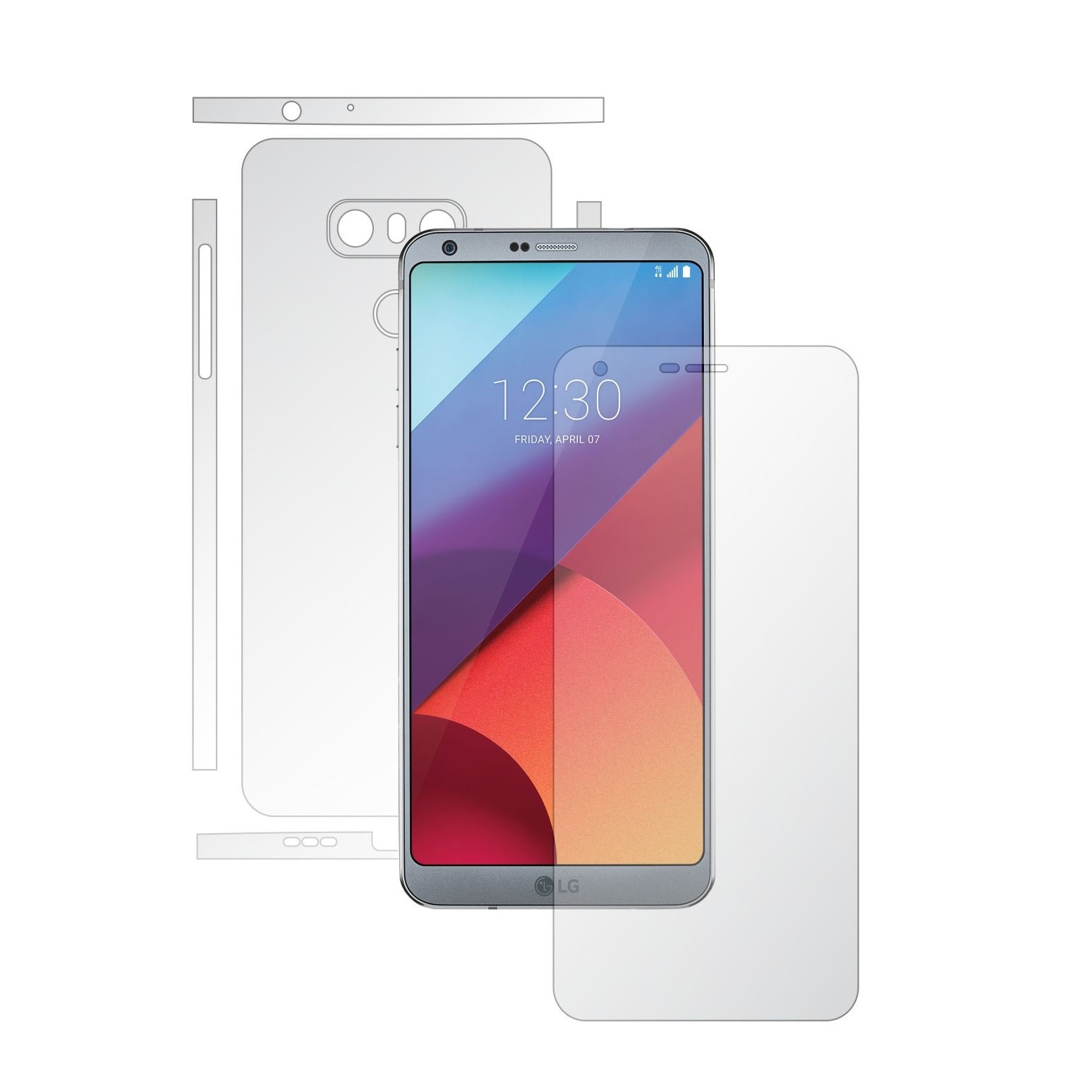 1 + 1 GRATUIT - LG G6 - Invisible Skinz HD - Folie Protectie Siliconica Ultra-Clear pentru Ecran,Carcasa Spate si Laterale, Husa Transparenta Full Body Cover Edge to Edge de tip Skin Adeziv