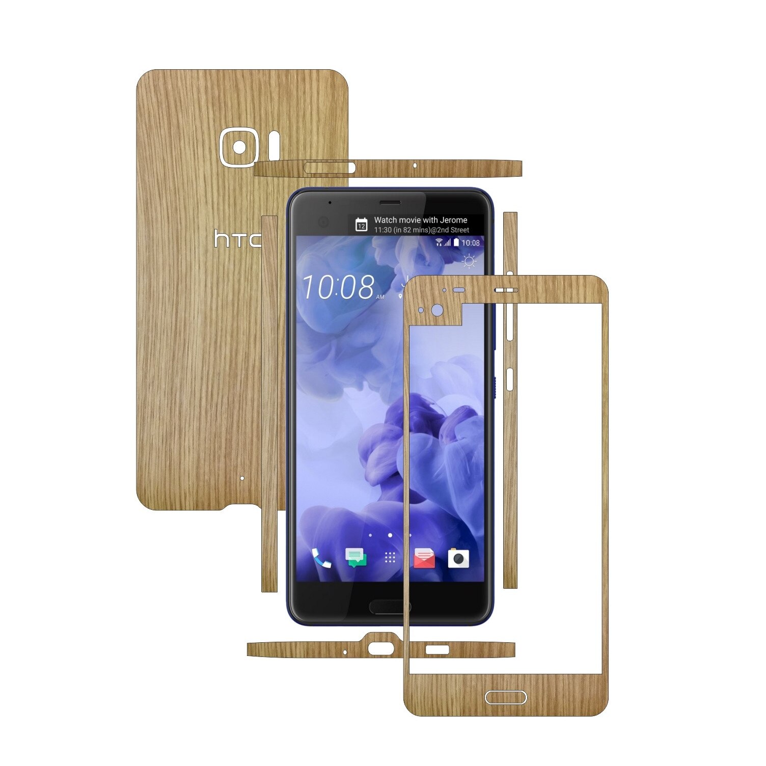 Folie de protectie Carbon Skinz, Husa de tip Skin Adeziv pentru Carcasa, Lemn Stejar dedicata HTC U Ultra