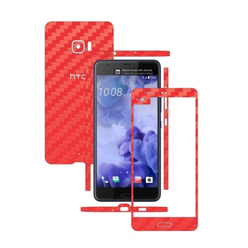 Folie de protectie Carbon Skinz, Husa de tip Skin Adeziv pentru Carcasa, Carbon Rosu dedicata HTC U Ultra Folie de protectie Carbon Skinz, Husa de tip Skin Adeziv pentru Carcasa, Carbon Rosu dedicata HTC U Ultra