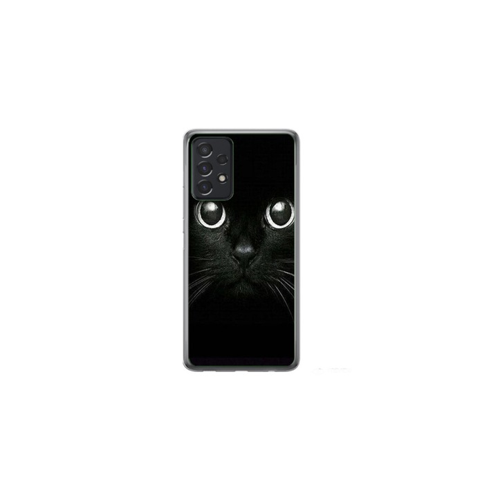 Husa personalizata HQPrint pentru Samsung Galaxy A72, model Black Cat #1, multicolor, S1D1M0015