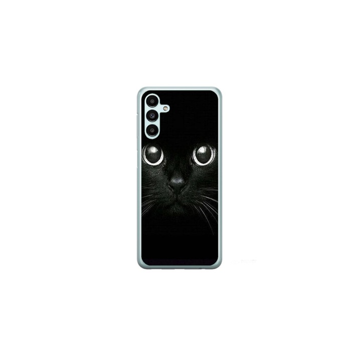 Husa personalizata HQPrint si Folie de Silicon pentru Samsung Galaxy A05s, model Black Cat #1, multicolor, S1D1M0015