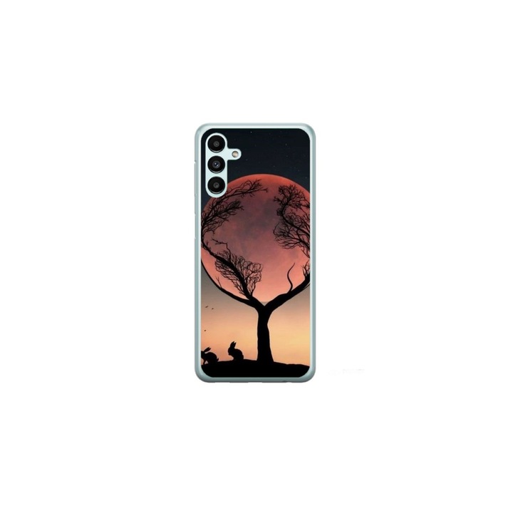 Husa personalizata HQPrint si Folie de Silicon pentru Samsung Galaxy A05s, model Moon Tree, multicolor, S1D1M0068