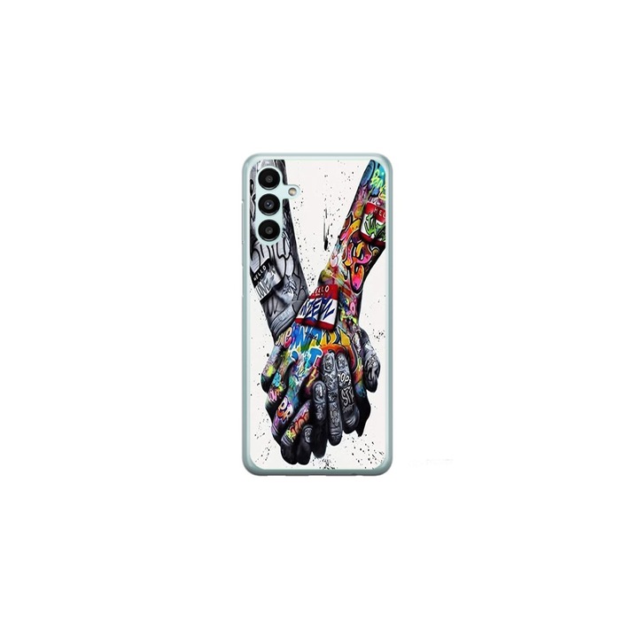 Husa personalizata HQPrint si Folie de Silicon pentru Samsung Galaxy A05s, model Abstract Holding, multicolor, S1D1M0271