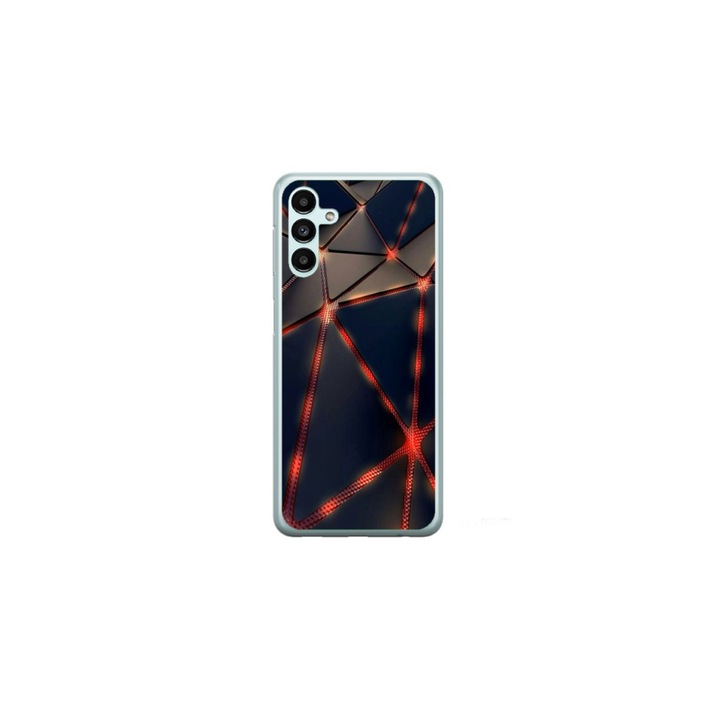 Husa personalizata HQPrint si Folie de Silicon pentru Samsung Galaxy A05s, model Lava Triangles, multicolor, S1D1M0367