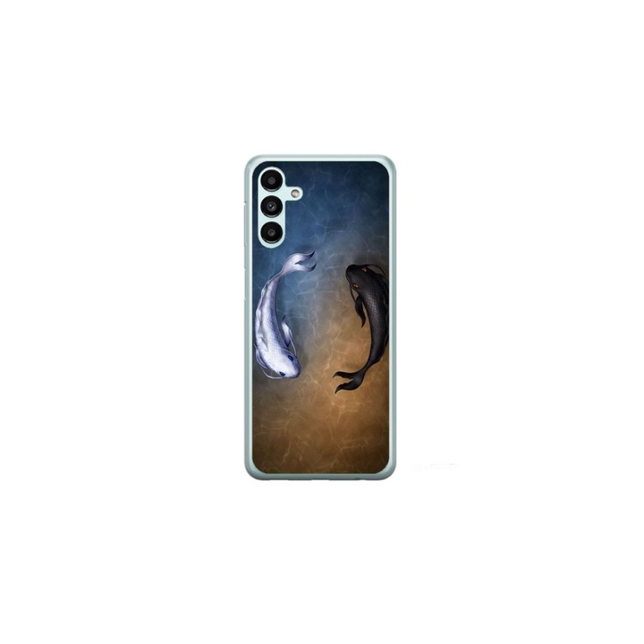 Husa personalizata HQ Print si Folie de Silicon pentru Samsung Galaxy A14 4G, model Ying and Yang Fish, multicolor, S1D1M0390