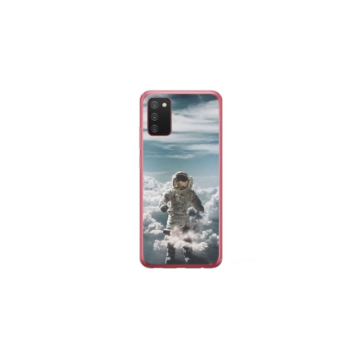 Husa personalizata HQPrint si Folie de Silicon pentru Samsung Galaxy A03s, model Astronaut in the Clouds, multicolor, S1D1M0290