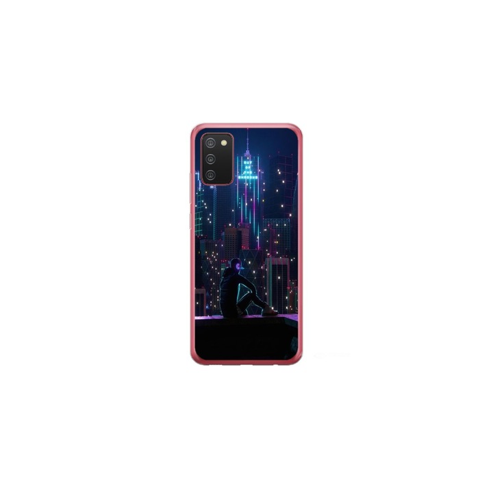 Husa personalizata HQPrint pentru Samsung Galaxy A03s, model Neon City, multicolor, S1D1M0260