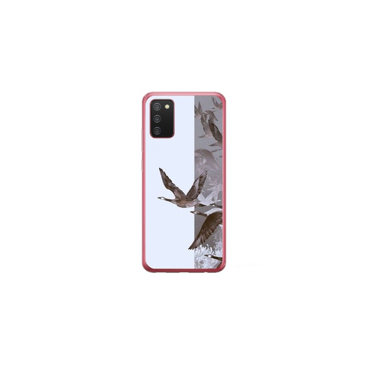 Husa personalizata HQPrint si Folie de Silicon pentru Samsung Galaxy A03s, model Birds, multicolor, S1D1M0314