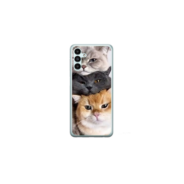 Husa personalizata HQPrint si Folie de Silicon pentru Samsung Galaxy A04s, model Cats, multicolor, S1D1M0116