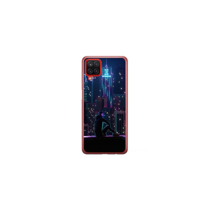 Husa personalizata HQ Print 360 de grade pentru Samsung Galaxy A12 5G, model Neon City, multicolor, S1D1M0260