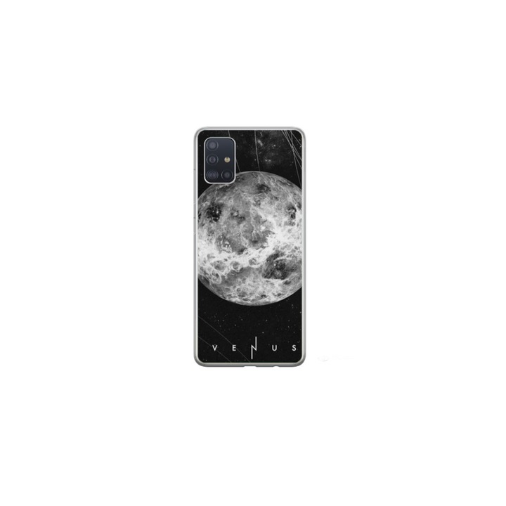 Husa personalizata HQPrint si Folie de Silicon pentru Samsung Galaxy A71, model Moon, multicolor, S1D1M0212