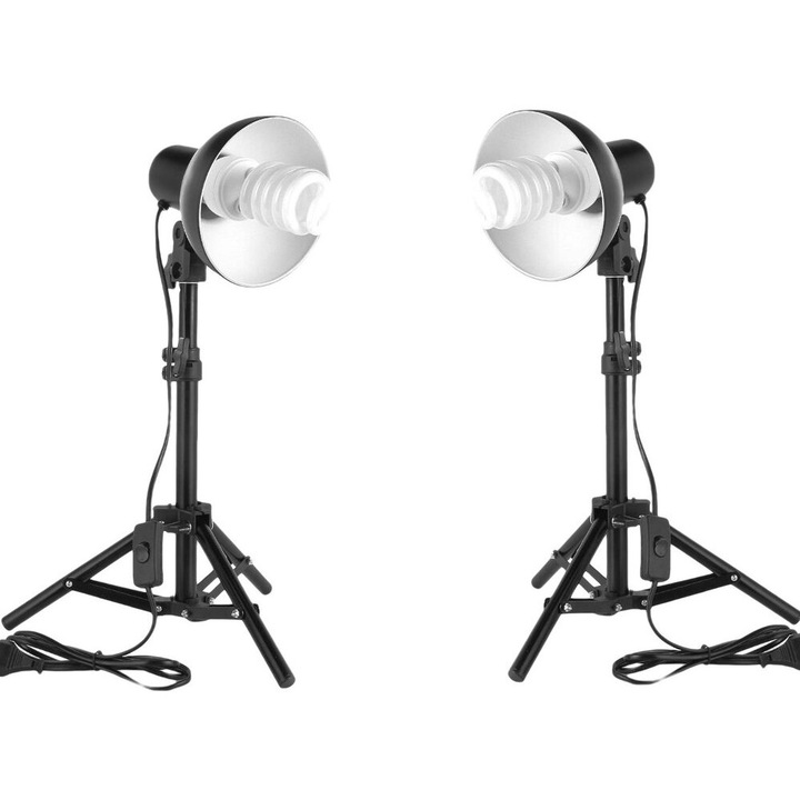 Kit lumina continua 2x lampa E27 2x mini stativ 30 - 48cm 2x bec 35W
