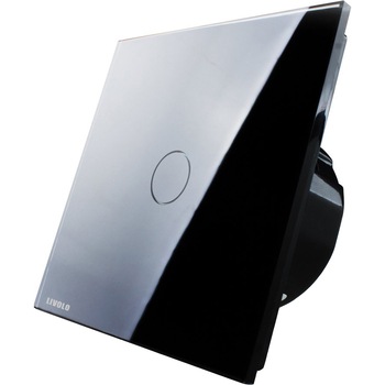 Intrerupator simplu cu touch Livolo din sticla, Negru Intrerupator simplu cu touch Livolo din sticla, Negru