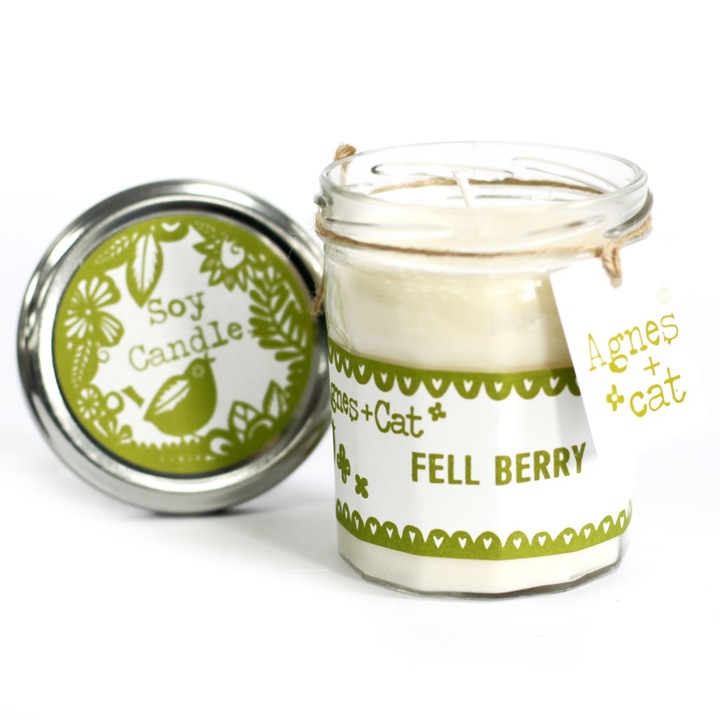 Lumanare parfumata, 100% ceara naturala de soia, Agnes + cat - Fell Berry