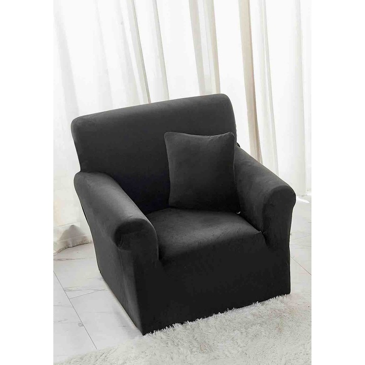 Bársony fotelhuzat, (S) 90-140cm, fekete