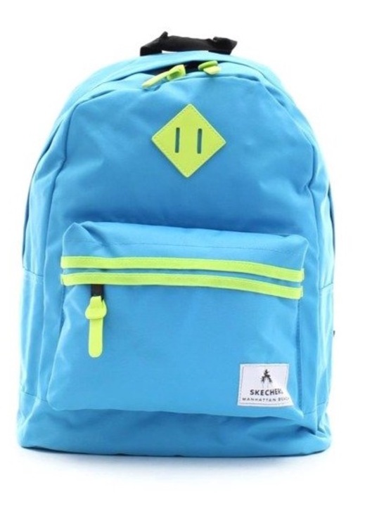 Rucsac Skechers Neonsplash City, albastru, pentru laptop de pana la 12,1", cu compartiment pentru tableta, buzunar exterior cu fermoar, buzunar interior cu fermoar, bretele reglabile, material