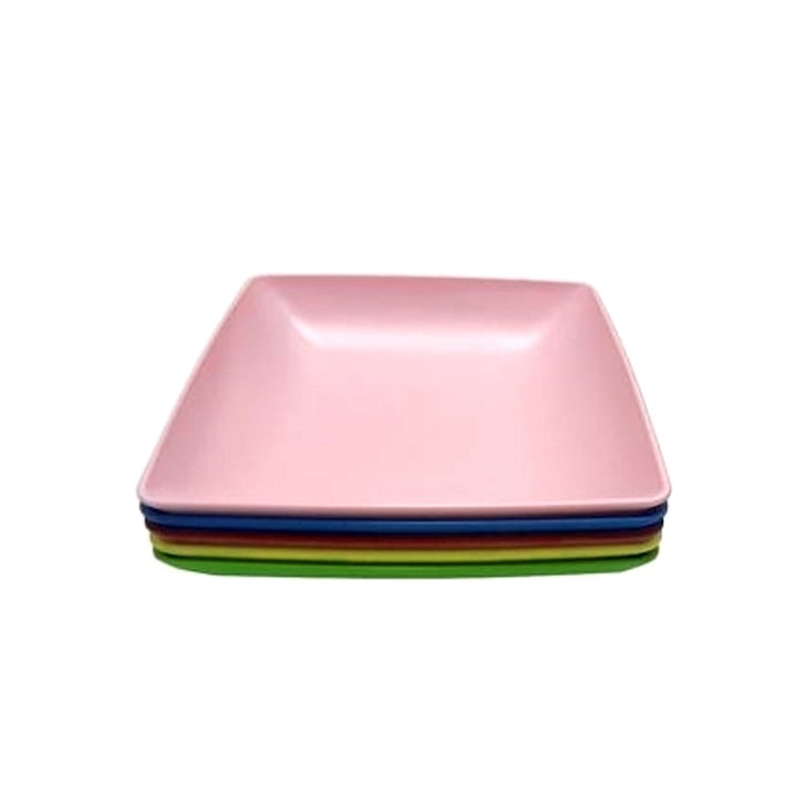 Комплект от 5 квадратни пластмасови чинии за многократна употреба, за деца, НЕТОКСИЧНИ, многоцветни, 18см