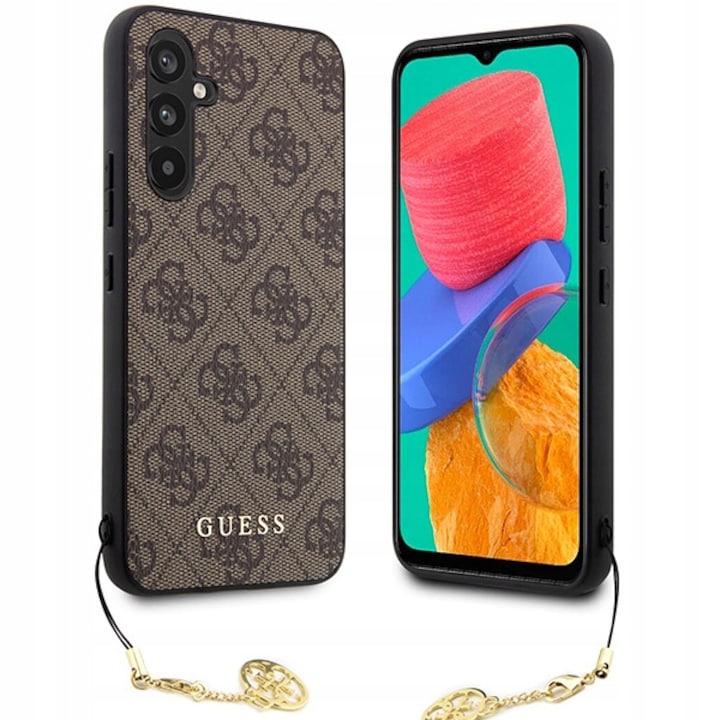 Eredeti előlap tok GUESS GUHCSA54GF4GBR Samsung A54 készülékhez (4G Charms Collection / barna)