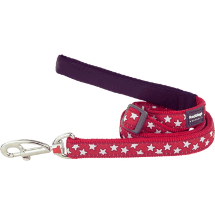 Lesa Ajustabila pentru Caini, Red Dingo, Stars Red, Rosu, (110-180 cm / 12 mm), XS