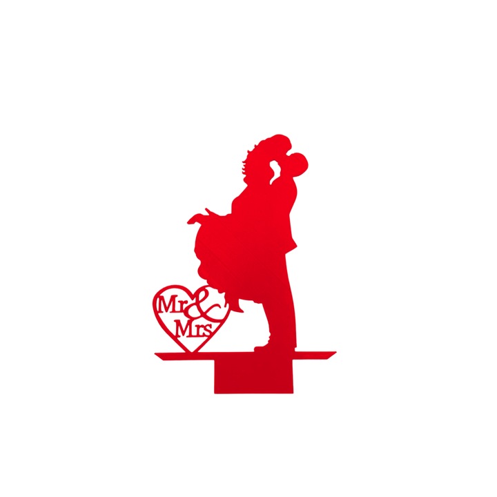 Tortafedő dekoráció, "ÚR ÉS ANYA MENNYASSZONY ÉS MENYASSZONY" új fejezet a szerelemben, 24 x 14,5 cm piros