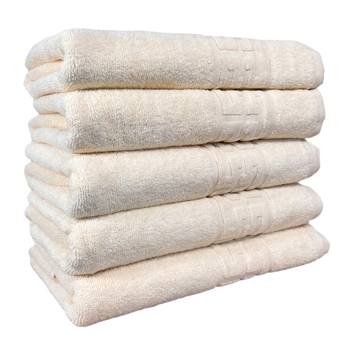 Комплект от 5 кърпи, крем, 100% памук 550гр, 80x160см