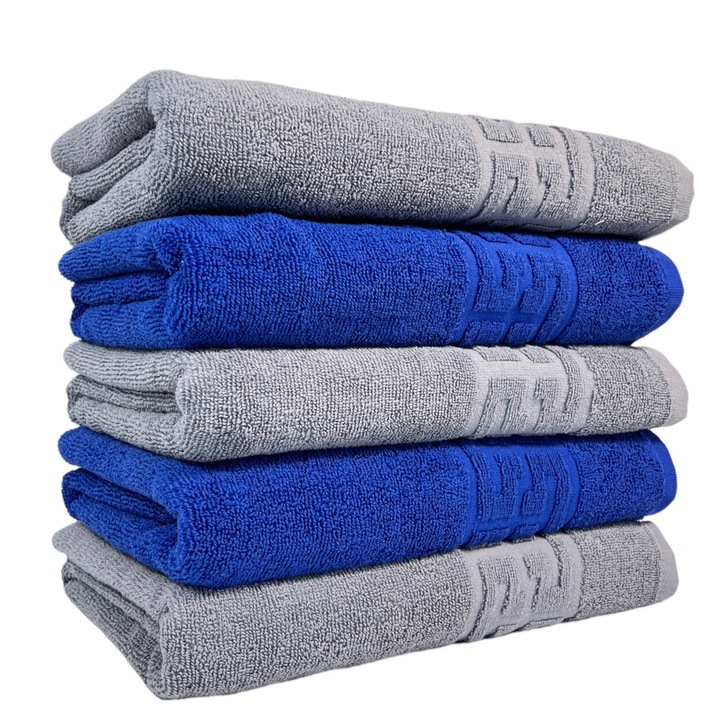 Set 5 Prosoape, Gri, Albastru 70x140cm, 100% bumbac 550GR