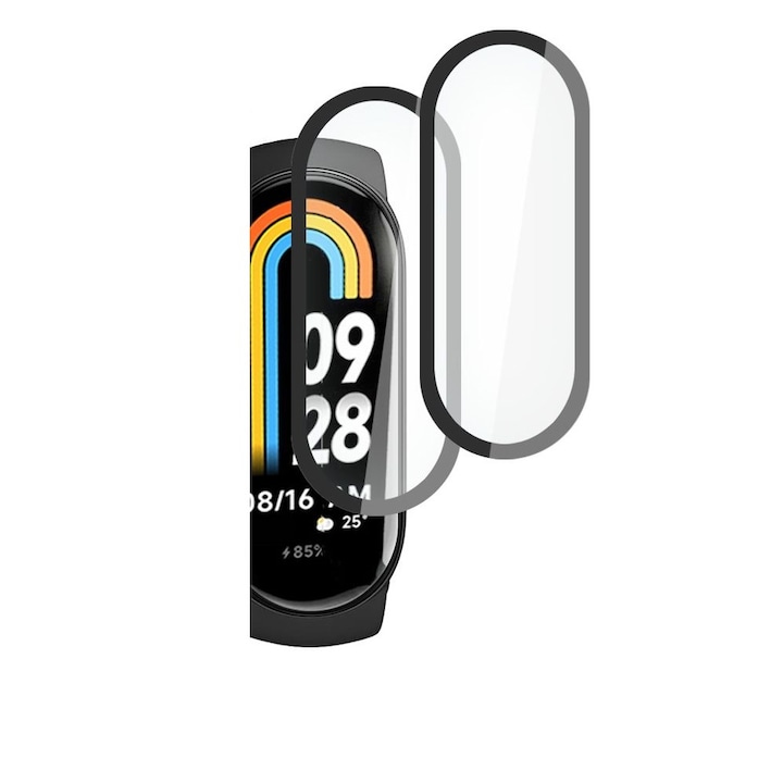 Set 2 folii protectie HOFI Hybrid Glass 0.3mm 7H compatibil cu Xiaomi Mi Band 8 / 8 NFC Black