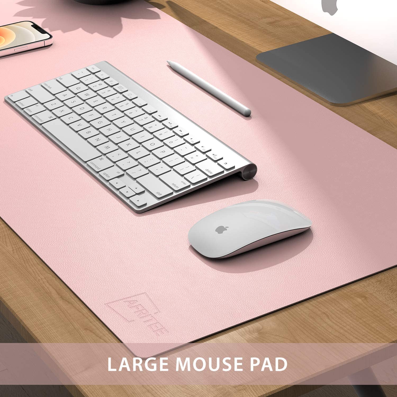 Mouse Pad pentru tastatura/mouse din piele ecologica, 60 x 30 cm, Roz ...
