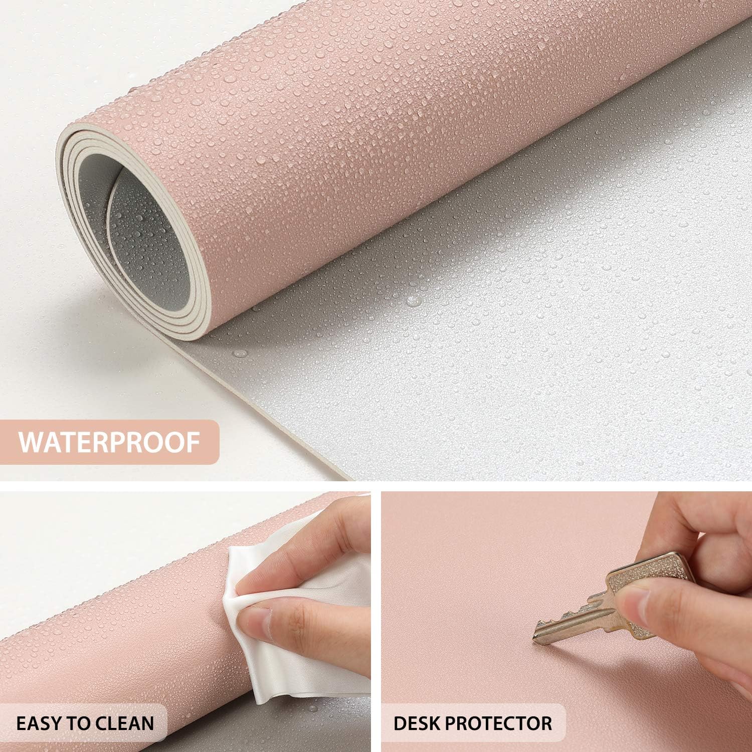 Mouse Pad pentru tastatura/mouse din piele ecologica, 60 x 30 cm, Roz ...